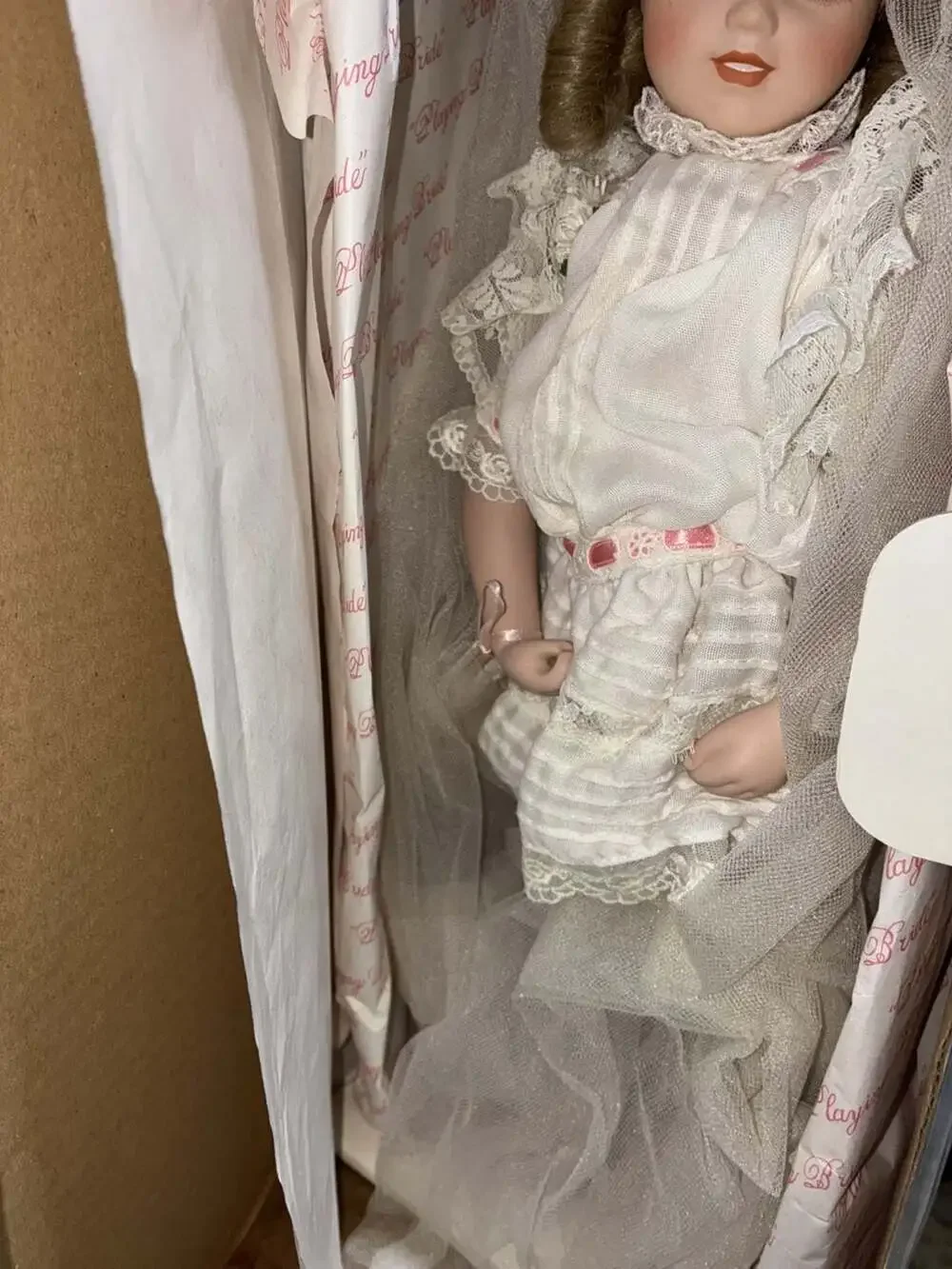 Playing Bride Porcelain Doll by Maud Humphrey Bogart (1988 Hamilton Collection)